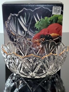 8 1/4" Golden Elegance Crystal Serving Bowl by Walther-Glas Germany 🇩🇪